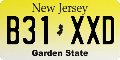 NJ license plate B31XXD