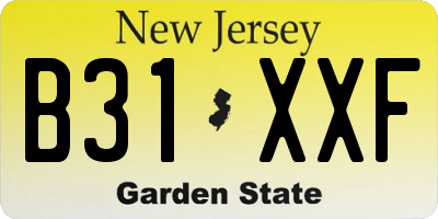 NJ license plate B31XXF