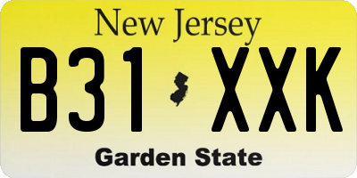 NJ license plate B31XXK