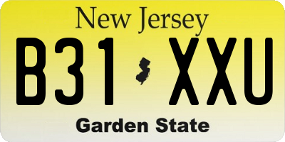 NJ license plate B31XXU