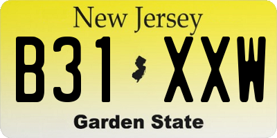 NJ license plate B31XXW