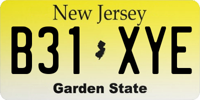 NJ license plate B31XYE