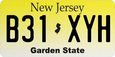 NJ license plate B31XYH