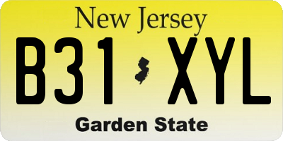 NJ license plate B31XYL