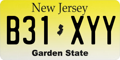 NJ license plate B31XYY
