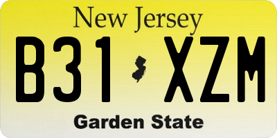 NJ license plate B31XZM