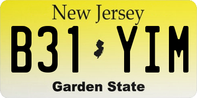 NJ license plate B31YIM