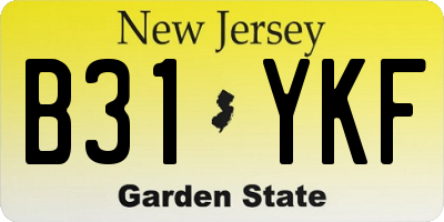 NJ license plate B31YKF