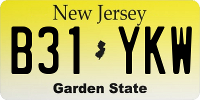 NJ license plate B31YKW