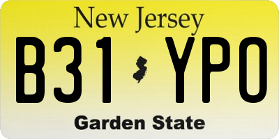 NJ license plate B31YPO