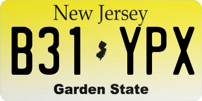 NJ license plate B31YPX