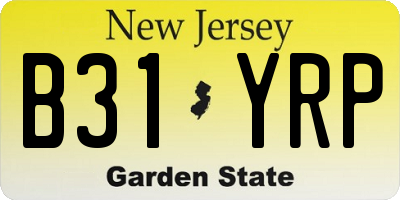 NJ license plate B31YRP