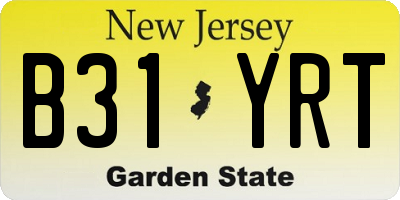 NJ license plate B31YRT