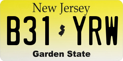 NJ license plate B31YRW