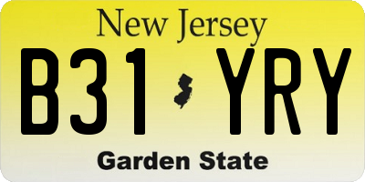 NJ license plate B31YRY