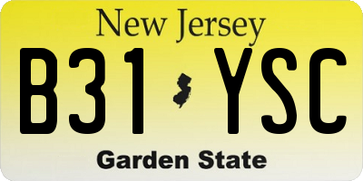 NJ license plate B31YSC