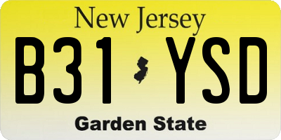 NJ license plate B31YSD