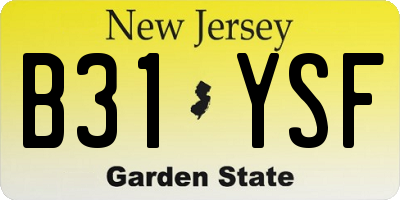 NJ license plate B31YSF
