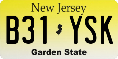 NJ license plate B31YSK