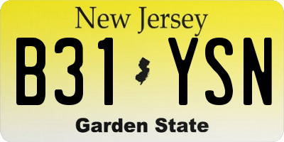 NJ license plate B31YSN