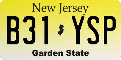 NJ license plate B31YSP