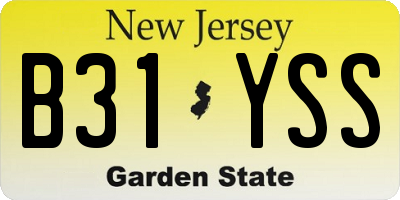NJ license plate B31YSS