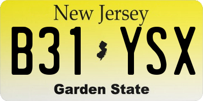 NJ license plate B31YSX