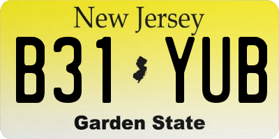 NJ license plate B31YUB