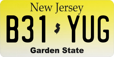 NJ license plate B31YUG