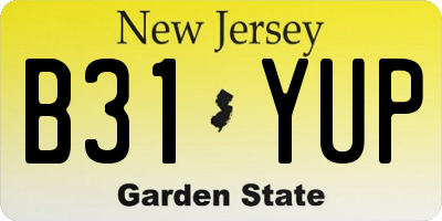 NJ license plate B31YUP