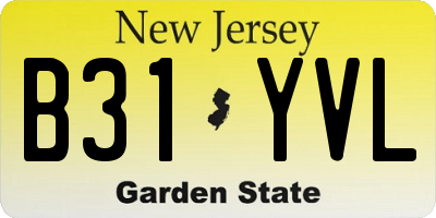 NJ license plate B31YVL