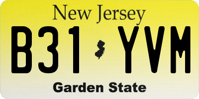 NJ license plate B31YVM