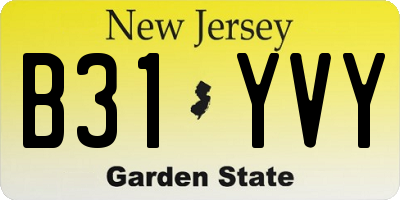 NJ license plate B31YVY