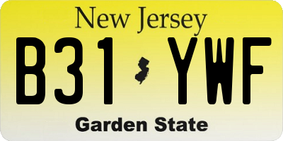 NJ license plate B31YWF