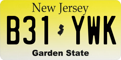 NJ license plate B31YWK