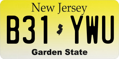 NJ license plate B31YWU
