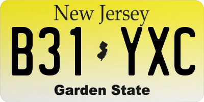 NJ license plate B31YXC