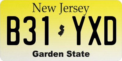 NJ license plate B31YXD