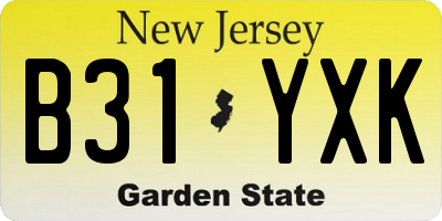 NJ license plate B31YXK