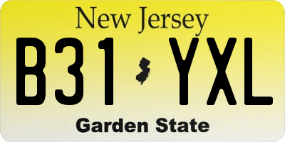 NJ license plate B31YXL