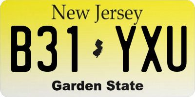 NJ license plate B31YXU