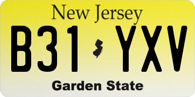 NJ license plate B31YXV