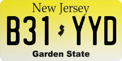 NJ license plate B31YYD