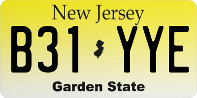 NJ license plate B31YYE