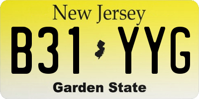 NJ license plate B31YYG