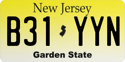 NJ license plate B31YYN
