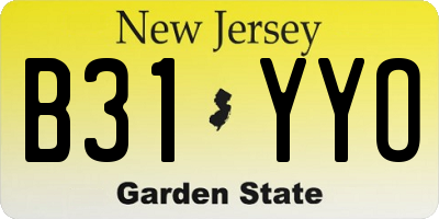 NJ license plate B31YYO