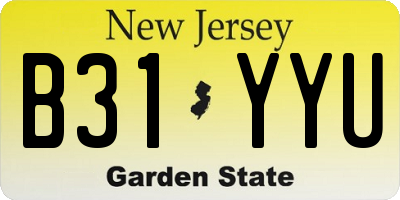 NJ license plate B31YYU