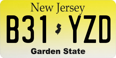 NJ license plate B31YZD