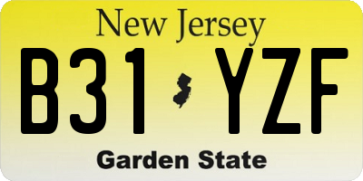 NJ license plate B31YZF